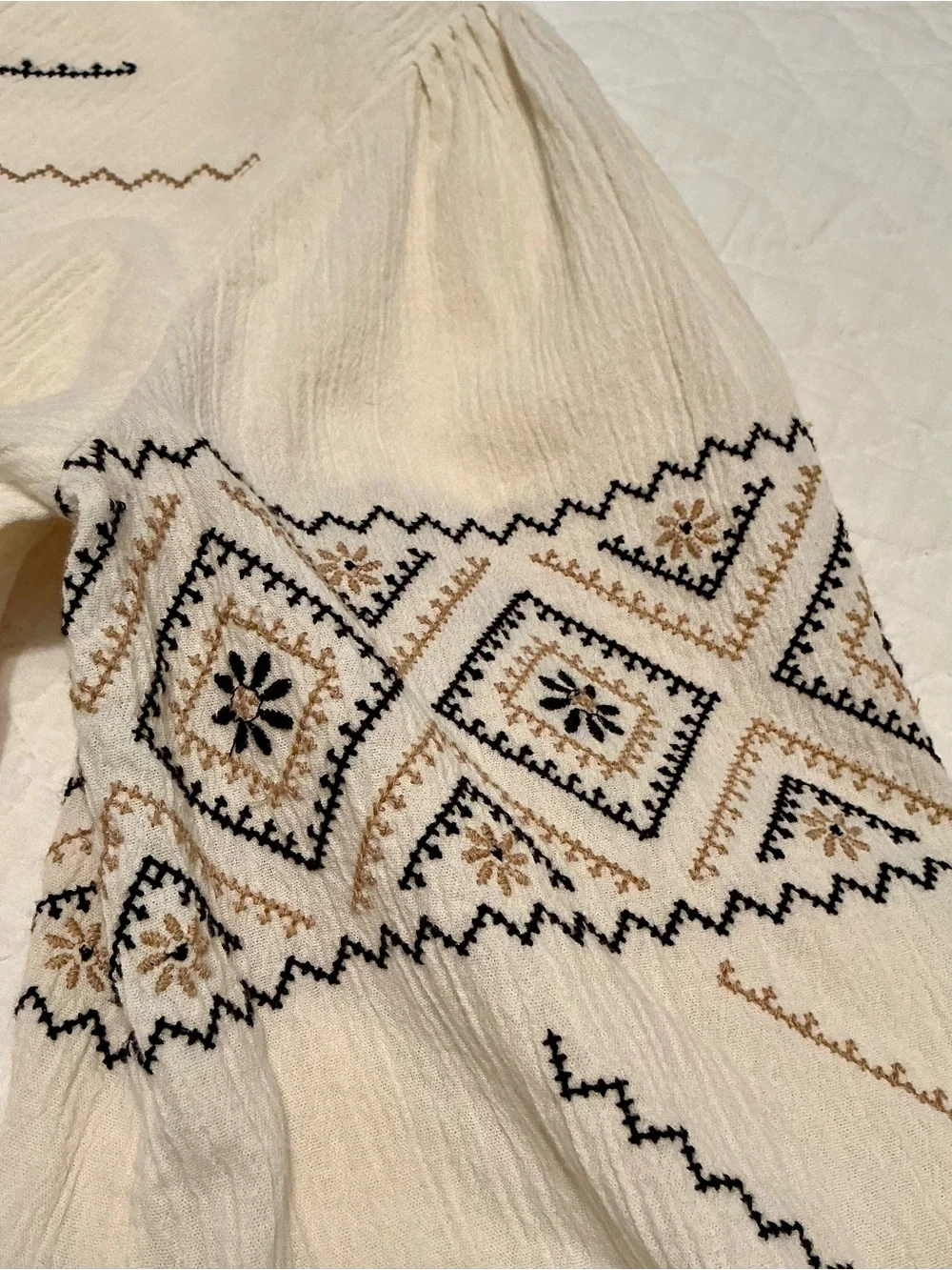 Madewell Embroidered Peasant Top, Antique Cream
